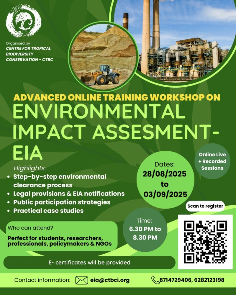 ANNOUNCEMENT – ADVANCED ONLINE TRAINING WORKSHOP ON ENVIRONMENTAL IMPACT ASSESSMENT (EIA)-3rd Batch